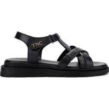 Tamer Tanca Kadın Hakiki Deri Siyah Deri Düz Sandalet 878 101-1 Bn Sndlt Y25 Sıyah Dr