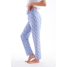 Arvin Pijama Yumuşak Dokulu Dondurma Baskılı Mavi Renk Marla Pijama Altı
