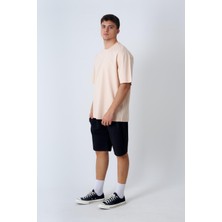 Behind Look Bisiklet Yaka Oversize T-Shirt Bej