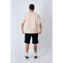 Behind Look Bisiklet Yaka Oversize T-Shirt Bej
