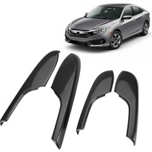 Emporaaium Honda Civic 2016-2020 Için 4x Karbon Fiber Iç Kapı Kol Dayama Paneli Döşeme Kapağı (Yurt Dışından)