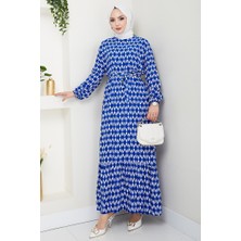 İlkimay.com Arsel Dokuma Viskon Elbise 1474 - Indigo