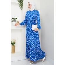 İlkimay.com Lessa Dokuma Viskon Elbise 1475 - Indigo