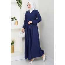 İlkimay.com Bağlamalı Bluz Etek Ikili Takım 1465 - Lacivert