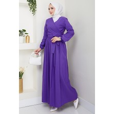 İlkimay.com Bağlamalı Bluz Etek Ikili Takım 1465 - Mor