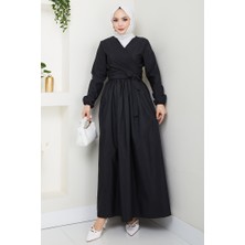 İlkimay.com Bağlamalı Bluz Etek Ikili Takım 1465 - Siyah