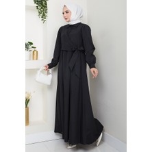 İlkimay.com Reyel Çapraz Bağlamalı Elbise 1464 - Siyah