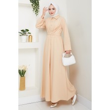 İlkimay.com Renda Belden Bağlamalı Elbise 1467 - Taş