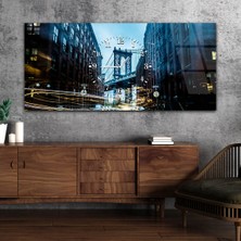 Marpanya Yatay Ortadan Saatli  Sanat ve Doğa Temalı Cam Tablo YSOS011