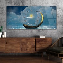 Marpanya Yatay Ortadan Saatli  Sanat ve Doğa Temalı Cam Tablo YSOS022
