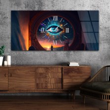 Marpanya Yatay Ortadan Saatli  Sanat ve Doğa Temalı Cam Tablo YSOS054