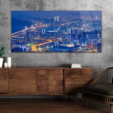 Marpanya Yatay Ortadan Saatli  Sanat ve Doğa Temalı Cam Tablo YSOS055