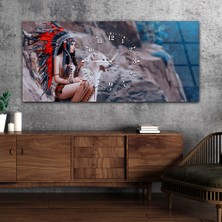 Marpanya Yatay Ortadan Saatli  Sanat ve Doğa Temalı Cam Tablo YSOS040