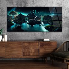 Marpanya Yatay Ortadan Saatli  Sanat ve Doğa Temalı Cam Tablo YSOS061