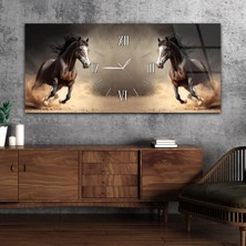 Marpanya Yatay Ortadan Saatli  Sanat ve Doğa Temalı Cam Tablo YSOS049