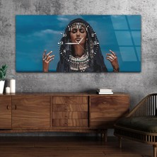 Marpanya Yatay Ortadan Saatli  Sanat ve Doğa Temalı Cam Tablo YSOS041