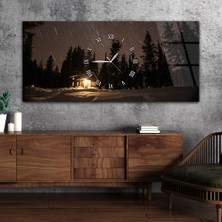 Marpanya Yatay Ortadan Saatli  Sanat ve Doğa Temalı Cam Tablo YSOS043