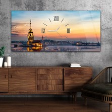 Marpanya Yatay Ortadan Saatli  Sanat ve Doğa Temalı Cam Tablo YSOS077