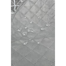 Kendinden Çantalı Kapitone Piknik Örtüsü 120X150 cm Su Geçirmez Gri Çizgili Desen