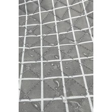 Kendinden Çantalı Kapitone Piknik Örtüsü 120X150 cm Su Geçirmez Gri Çizgili Desen