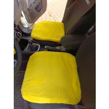 Yumuşak Tüylü Peluş Serme Oto Koltuk Koruyucu Minder Kılıf Ön 2'li Sarı