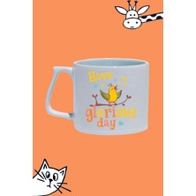 
have Glorious Day Müthiş Bir Gün Geçirin Sarkı Kuş Baskılı Beyaz Lüks Sap Kupa Bardak
