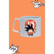 Anime Dragon Ball Son Goku Karakter Tasarım Baskılı Beyaz Lüks Sap Kupa Bardak