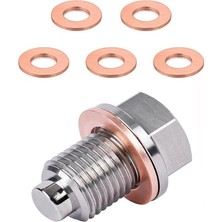Uniicornns M14 x 1.5 Manyetik Yağ Tahliye Tapası, 5 Ezme Yıkayıcı Contası ile Karter Tahliye Somunu Cıvatası, Sızdırmaz Yağ Tahliye Tapası Değişimi (Yurt Dışından)