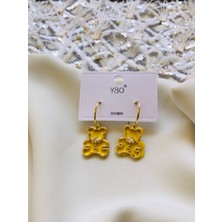 Deniz Accessories 925 ayar gümüş detaylı, Sarı Ayıcıklı Küpe
