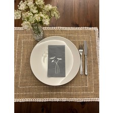 Kidspartim Gümüş Yaldızlı Gri Havuç Çiçeği Peçete 16 Adet