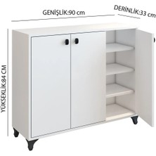 3 Kapaklı Ayakkabılık Çok Amaçlı 3 Kapaklı Dolap