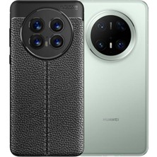 Microcase Huawei Mate 70 Pro/ Mate 70 Pro Plus ile Uyumlu Leather Serisi Deri Efekt Silikon Kılıf - Siyah AL3337
