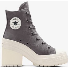 Converse Chuck 70 De Luxe Heel Unisex Gri Deri Platform Sneaker