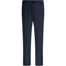 Lacivert Rahat Kesim Yandan Cepli Jogger Pantolon
