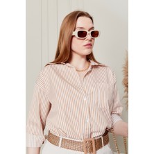 Çizgili Oversize Kadın Gömlek