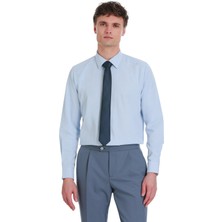 Mavi Klasik Fit Slim Yaka Uzun Kollu Pamuklu Gömlek