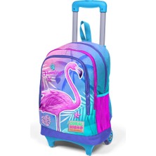 Coral High Kids Lavanta-Pembe Flamingo Desenli Üç Bölmeli IşıkIı Tekerlekli Çekçekli Okul Sırt Çantası 23905