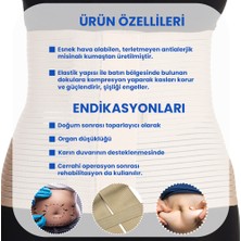 Erkamed Medikal Abdominal Korse 1. Derece Ameliyat ve Doğum Sonrası Misinalı Kumaş 4 Cırt 26 cm