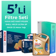 Bosch Fiat Egea 1.3 Dizel Filtre Bakım Seti Shell Motor Yağlı (2019-2023) 5 Li