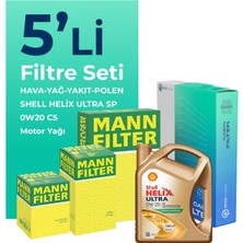 MANN Fiat EGEA 1.3 Dizel Filtre Bakım Seti Shell Motor Yağlı (2019-2023) 5 Li