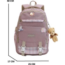Relaxion 2144-1396 Kore Tarzı Unisex Çocuk Üçlü Set Ilkokul Sırt Çantası - NKT02144-GÜLKURUSU-TEKEBAT