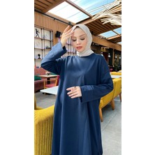Bwest O Yaka Uzun Geniş Rahat Tunik Sade Basic Ikili Spor Takımı - 3040 - Lacivert