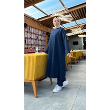 Bwest O Yaka Uzun Geniş Rahat Tunik Sade Basic Ikili Spor Takımı - 3040 - Lacivert