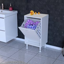 Modilayn Söke Banyo Için Sihirli Kutu 35X75X32,5 Cm’ Lik 1 Göz Sepet Hazneli Mini Banyo Dolabı