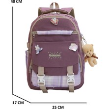 Relaxion 2144-1396 Kore Tarzı Unisex Çocuk Üçlü Set Ilkokul Sırt Çantası - NKT02144-MOR-TEKEBAT
