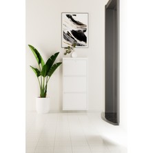 Kilitli 3 Kapaklı Metal Ayakkabılık Beyaz