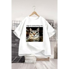 Beyaz Rage Is Consuming Me Cat  Memes Unisex T-Shirt