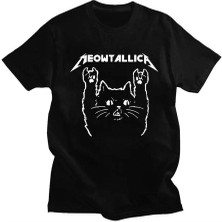 Siyah Meowtallica (Unisex) Kısa Kollu T-Shirt