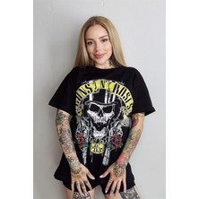 Siyah Guns N' Roses Skull 85 Unisex T-Shirt