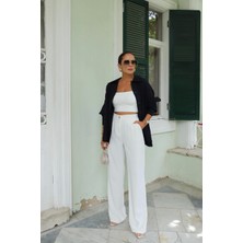 Gold Düğme Detay Palazzo Pantolon